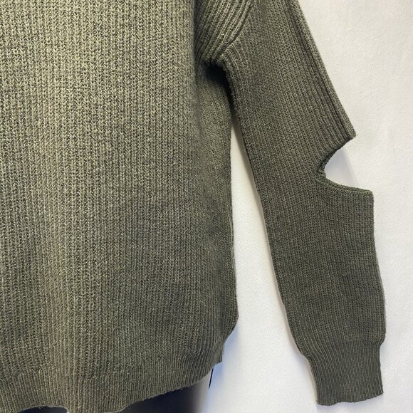 Ruby Moon Ribbed Knit Cut-Out Sleeves & Neck Pullover Sweater Women Small Green - Picture 13 of 14